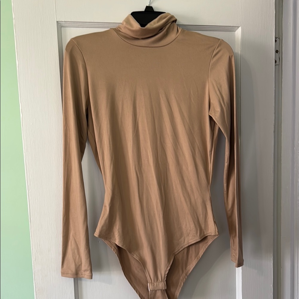 Women's Tan Turtleneck Bodysuit